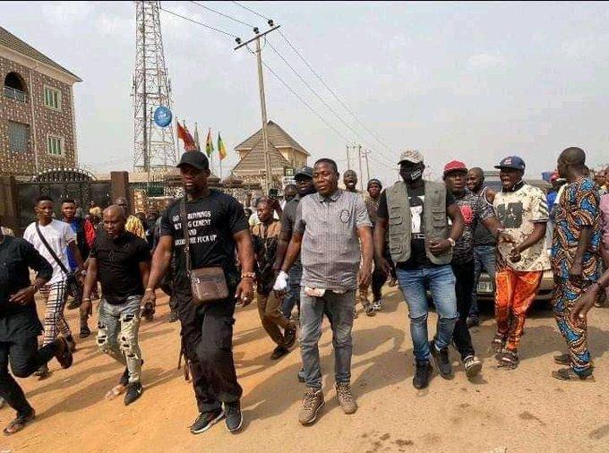 Photo News: Sunday Igboho in Ogun state, after he promised to visit to ensure security of people in the state